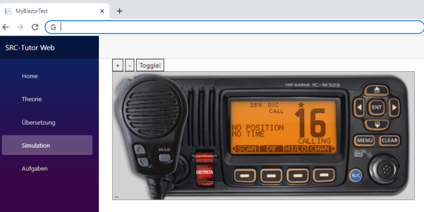 Seefunksimulator nach der Miigration von Winforms auf Blazor WebAssembly.