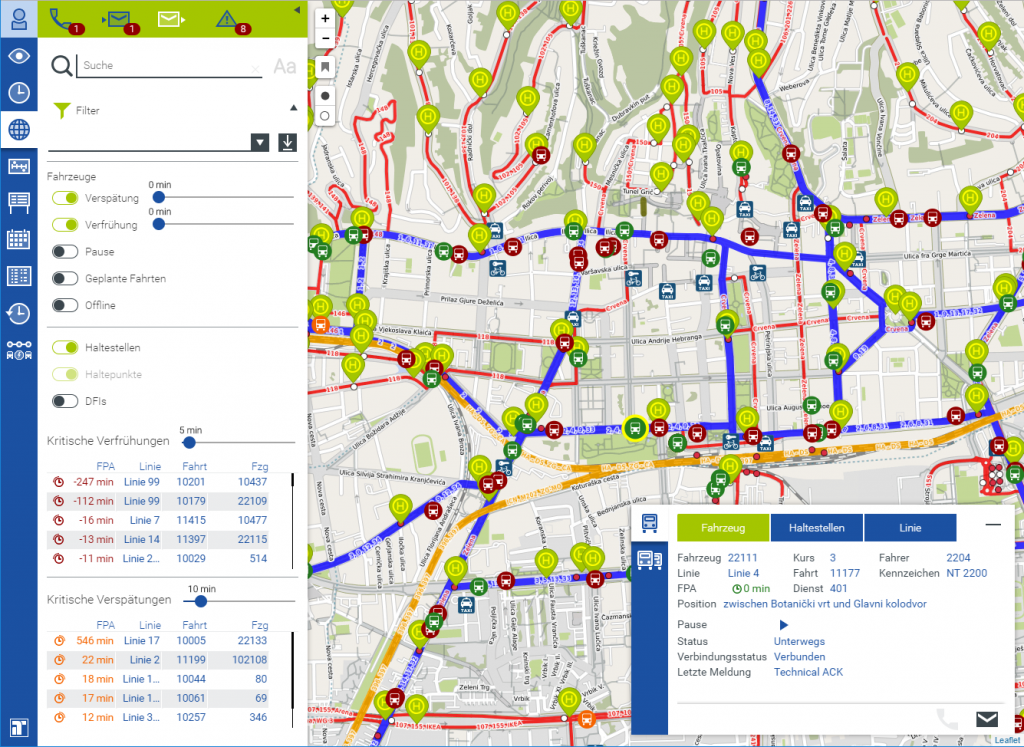 Webanwendung für Verkehrsbetriebe